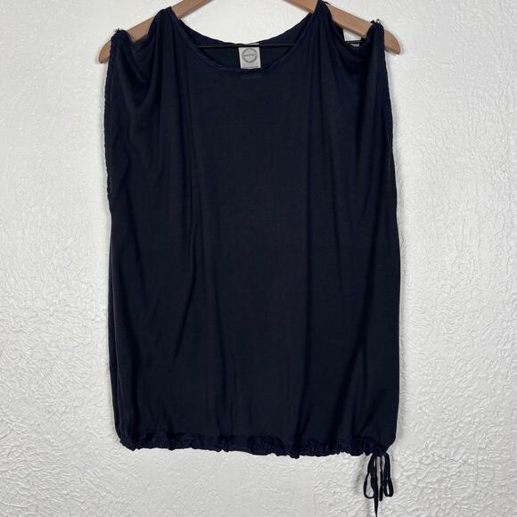 Antipast Tokyo Japan Navy Blue 100% Silk Cold Shoulder Top - Picture 1 of 8